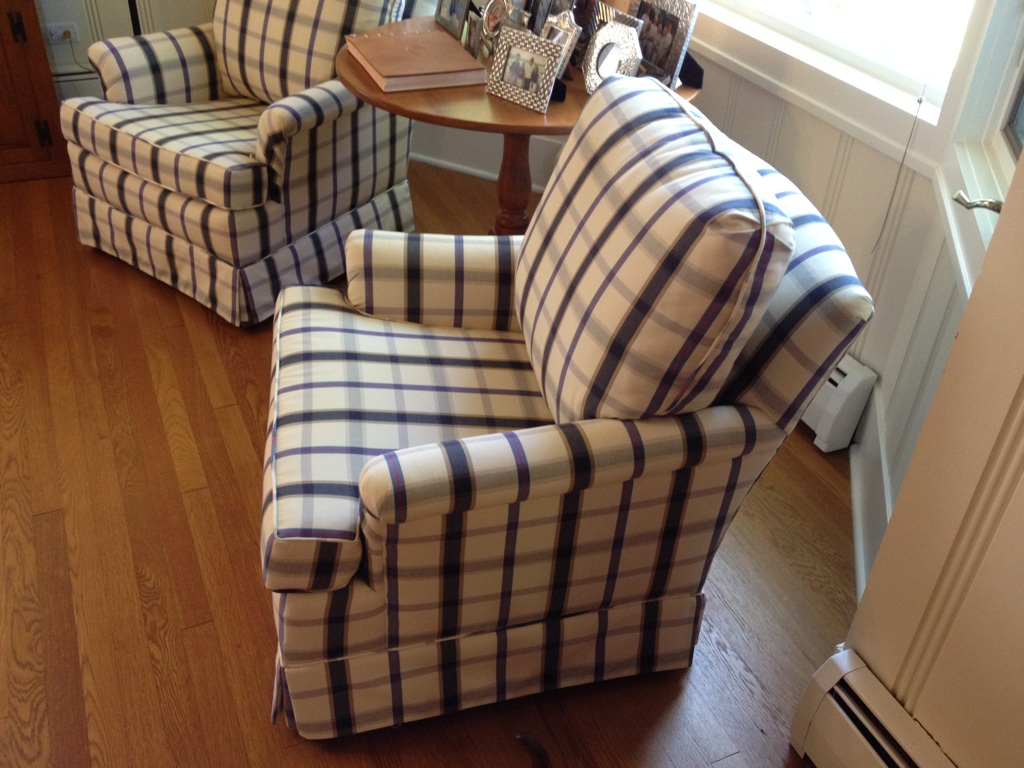This is a pair of chairs reupholstered for a wonderful customer on Walloon Lake.